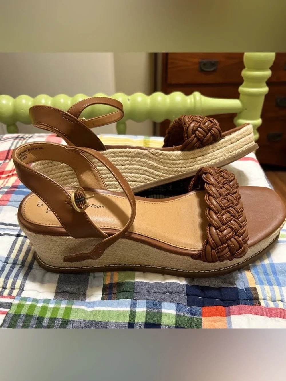 Braided Espadrille Wedge Sandals in Brown - Women's